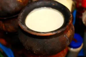 Set curd in a traditional earthen pot.